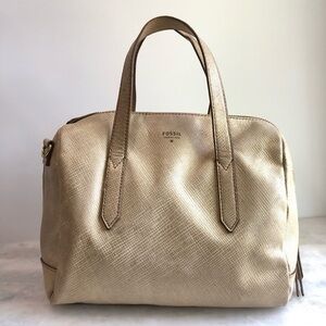 Fossil Metallic Gold Sydney Satchel